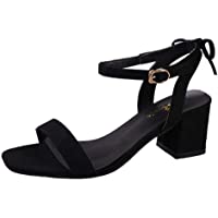 Los mejores  - POLP Sandalias de tacón Mujer Zapatos Tacón Bajo Cómodo Cuadrado Heel Shoes Moda Casual para Chica Sólido Hebilla Correa…